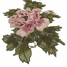 1 pieza Parche bordado de peonía retro china, parche de bordado 3D de flor rosa y hoja verde | Decoración de ropa/bolso/denim/chaqueta/cheongsam/tela DIY | Pegatina de bordado floral exquisita - multicolor - Ver 6