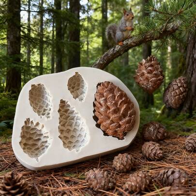 1pc Creative Cartoon With Multiple Pine Cone Shapes, A Must-Have For Christmas Decoration. The Lines And Textures Are Natural, The Material Is Soft, And The Demolding Is Simple. It Can Be Used To Make Soft Finished Products, Plate Decorations, Resin Ornaments, Plaster Graffiti, Aromatherapy Candles, Simple Decorations, And Reusable Silicone Molds.