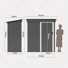 Asofer Caseta metálica exterior impermeable con puerta corredera, resistente a la corrosión, para jardín, patio o terraza, color gris, 163 * 89 * 182 cm. - Gris - Ver 6