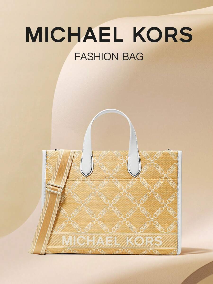 MK Gigi Women's Large Capacity Tote Bag With Adjustable Shoulder Strap - Straw Yellow - View 1