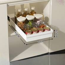 Estante de almacenamiento deslizante - Expandible, fijación con adhesivo nano, ahorro de espacio, ajustable, duradero, fácil de instalar, adecuado para almacenamiento de alimentos en cocina y sala de estar (con rieles deslizantes) - Multicolor - Ver 17