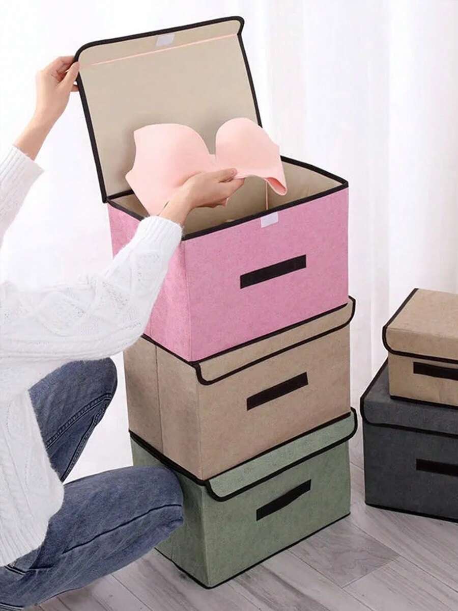 2个/1个可折叠收纳篮，收纳袋，收纳箱，收纳盒，适用于内衣、袜子、杂物、衣物、被子、床垫等，便携式收纳盒，行李打包，防尘防潮衣柜收纳盒，无纺布收纳篮，多功能可折叠收纳篮 - 查看 1