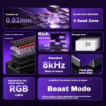 AULA Win60 HE 60% 可定制游戏磁力开关键盘，RGB，8K Hz 轮询率，0.02mm 触发精度，霍尔效应磁力开关，热插拔开关，垫片静音结构，可调节 RT，专为 FPS/MOBA 竞技游戏玩家设计。 - 查看 9