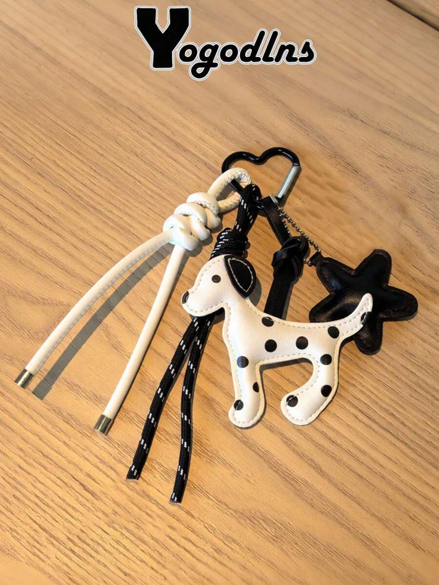 Yogodlns 創意PU皮革小狗吊飾鑰匙圈 可愛動物設計包包掛飾 背包吊飾 時尚皮革吊飾 - 彩色 - 查看 1