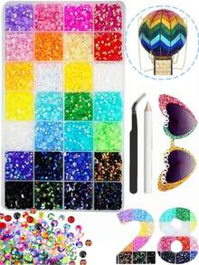 Rhinestones de resina con pinzas, cristales multicolor de 3 mm adecuados para arte de uñas, maquillaje y manualidades - Multicolor - Ver 1