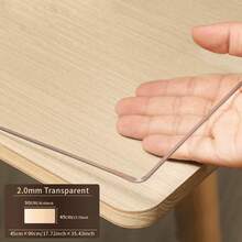 1pc PVC Heat-Resistant And Stain-Resistant Tablecloth, Suitable For Dining Table, Coffee Table, Office Desk, 2.0mm Thick Transparent Rectangular Table Cover - White - View 58