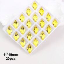 11*19mm, 20pcs/Pack, Diamond Shaped Flat Bottom Double Hole Exquisite Glass Rhinestones, For Sewing Wedding Dresses, Handbags And Shoes, Jewelry Making, Handicraft Accessories - 11*19mm 20pcs - View 10