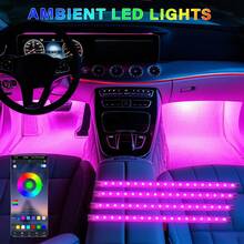 [Éclairage d'ambiance] Kit d'éclairage d'ambiance 4 en 1 pour intérieur de véhicule | Changement de couleur RVB, synchronisation musicale, contrôle via application, décoration de voiture féérique, ambiance festive – Sans piles - Lampe d'ambiance décorative 4 en 1 pour pieds de voiture - Voir 3