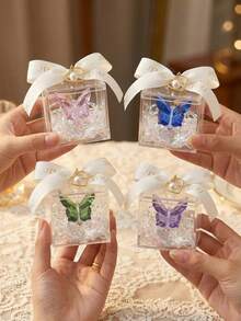 Mini Crystal Butterfly Figurine Ornament With Ball Base, Glass Butterfly Animal Statue Table Decor Paperweight Gift,Purely Handcrafted, Made Of Geometric Crystal Material, Featuring A Lightweight Luxurious And Creative Transparent Crystal Butterfly Design, Presented In An Exquisite Gift Box - Gift Money - View 6