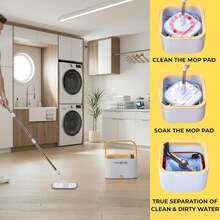 TrueClean Spin Mop 2.0 W/Detachable Inner Bucket, Self Standing, Separates Clean And Dirty Water, Foldable Square Mop Head, Trip - A - 查看 7