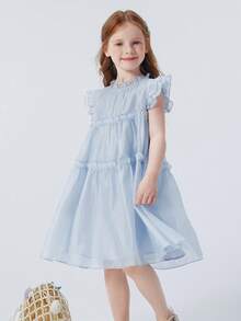 mini bala Young Girl Cotton Dress, Soft Breathable Summer Outfit, Cute & Daily Wear 2026 - Ice Blue - View 2