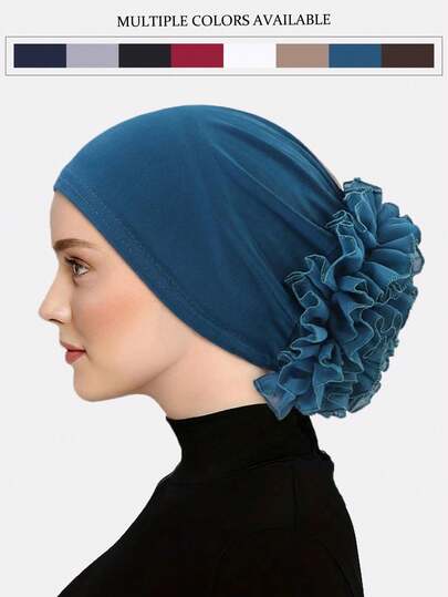1pc Women's Chiffon Large Floral Head Scarf Hat, Hair Loss Head Cover, Suitable For Daily Use