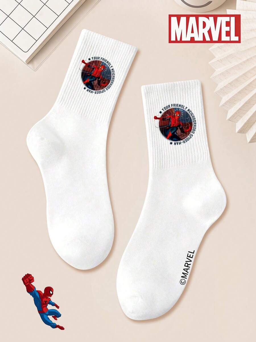 Calcetines con temática de Marvel, calcetines con diseño de Spider-Man y patrones para hombres - Multicolor - Ver 1