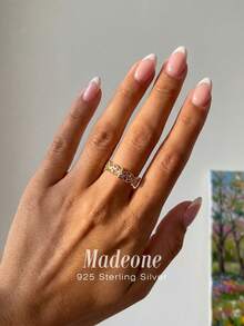 MADEONE 1枚复古宫廷风戒指，女士珠宝，925纯银，精致配饰，情侣约会礼物，球形装饰 - 金色 - 查看 4