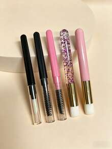 5pcs Eyelash Brush And Lip Brush Set - Multi-Functional Eyelash Comb And Soft Lip Brush, Professional Makeup Tool Kit For Lipstick Application, Eyebrow Grooming And Eyelash Extension - Multicolor - View 10