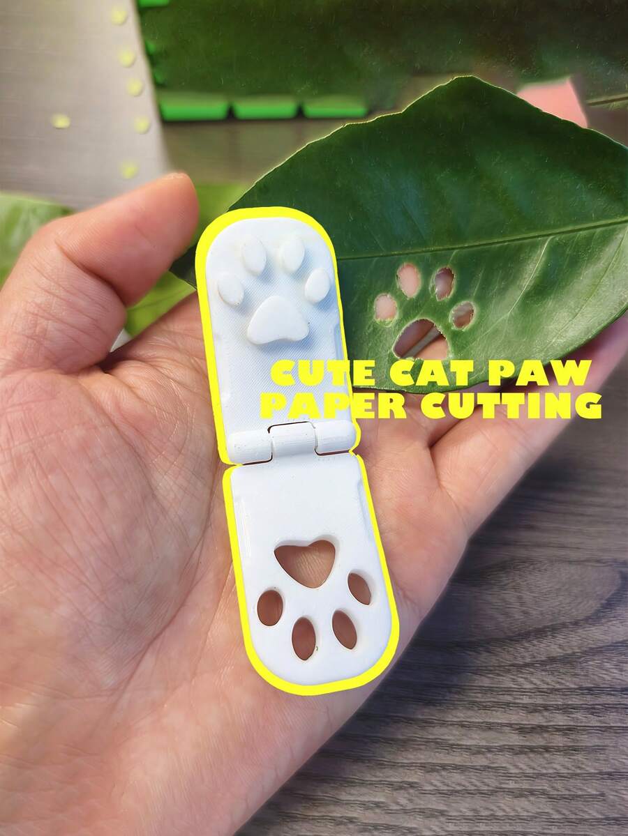 可爱猫爪印章 | 独特的爪印印章工具,手工制作,适用于薄纸和树叶,采用白色、黑色、浅灰色塑料制成,是宠物纪念礼品的理想之选,尺寸 - A - 查看 1