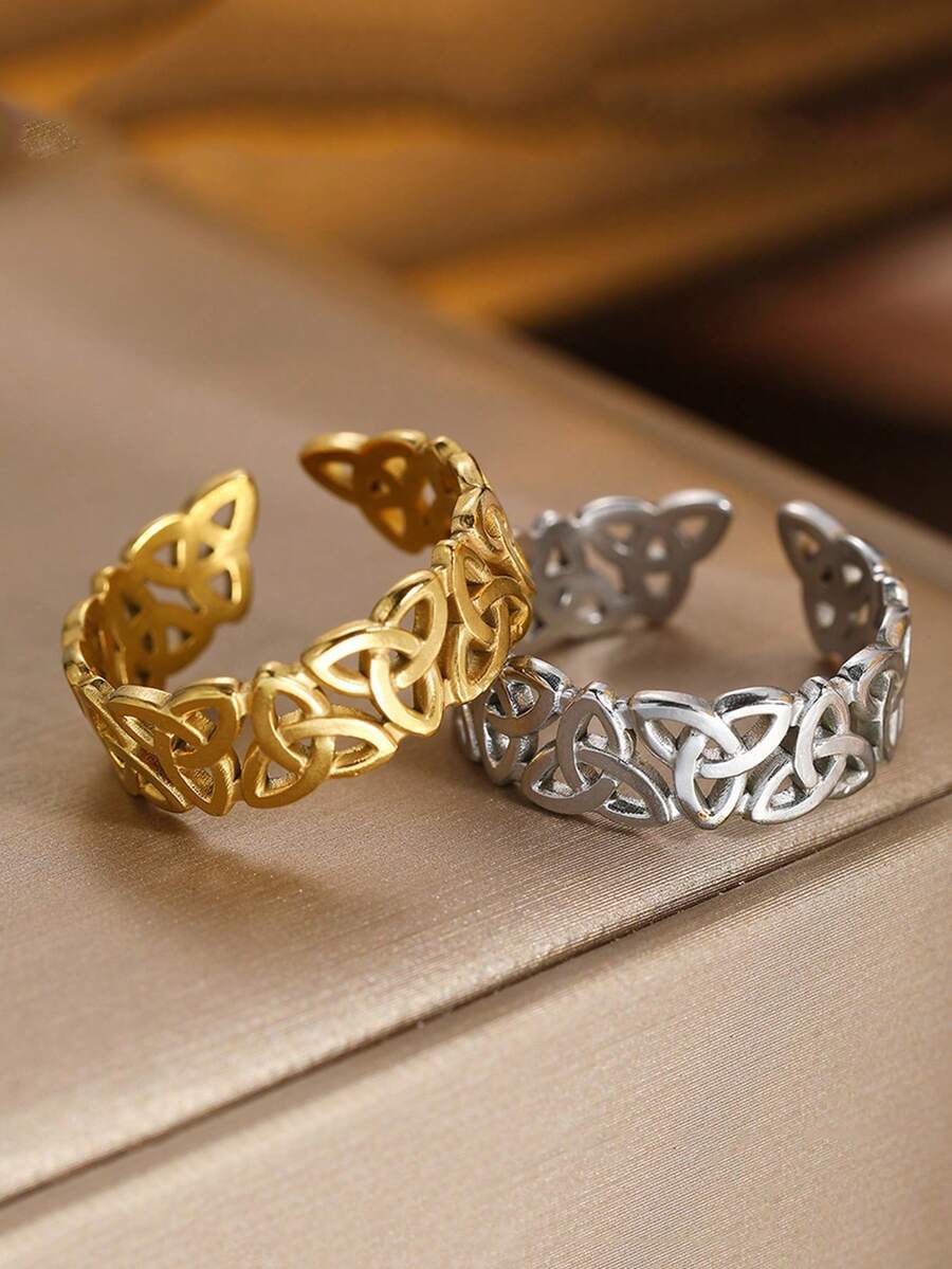 1 chiếc nhẫn hở hình tam giác rỗng độc đáo, phụ kiện cao cấp thời trang, ngọt ngào và cá tính. - nhẫn - Xem 1