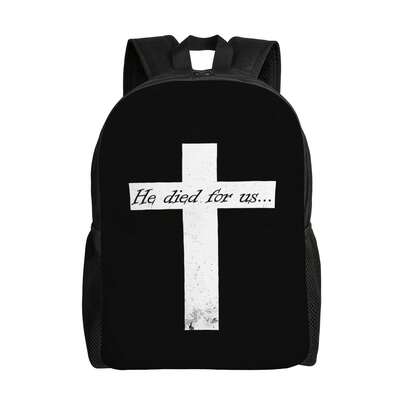 1pc Large Capacity Jesus Cross Print Religious Backpack Suitable For, Travel, Church Events - Durable Unisex Teen & Faith-Based Bookbag