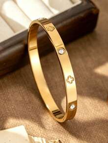 18K镀金不锈钢叠戴手链，四叶草设计，时尚百搭，适合女性日常佩戴，也适合派对、节日、生日、婚礼、情人节、母亲节等场合，更是送给妈妈的理想礼物。 - 鑲鑽手鐲 - 查看 9