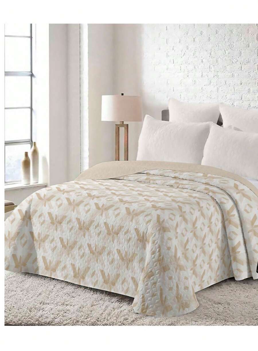 Quilted Bedspread + 2 Pillowcases, Printed For Spring, Summer, Autumn And Winter. 100% Microfiber, 150 X 150 Cm. - Design-4 - View 1