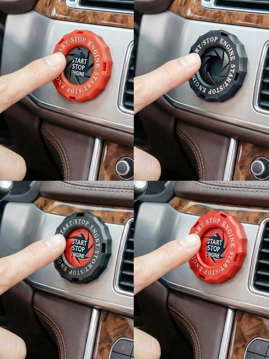 1pc Car Engine Start Stop Button Cover, Push To Start Button Ignition Cover, Spin Rotary One Button Start Switch Protector, Anti-Scratch Universal Car Interior Accessories Decoration Ring For Cars & Motorcycles