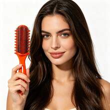 1支WANMEI防静电折叠尾梳，减少断发，头皮按摩梳，波浪齿卷发梳，符合人体工学手柄，易于清洁，适用于所有发质——长发、直发、卷发、粗发，造型、旅行、美发工具 - 彩色 - 查看 4