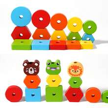 Wooden Animal Stacking Puzzle Toy - Rainbow Stacking Blocks, Fun For Kids To Recognize Colors And Develop Hand-Eye Coordination & Fine Motor Skills - Multicolor - View 9