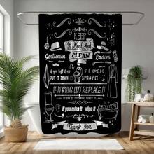 1pc 2D Flat Decorative Shower Curtain, With Humorous Quotes And Creative Black And White Design, Made Of Waterproof Polyester Fabric, Suitable For Home Decor, Washable And Waterproof, Easy To Install And Use - Multicolor - View 9