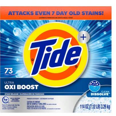  Tide Powder Laundry Detergent + Ultra Oxi Boost 114 Oz 73 Loads Deep Stain Removal Cleaning Power