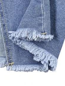 Gonna in denim con spacco in vita alta, gonna aderente a-line per primavera & autunno, taglie forti & petite casual - Blu lavato medio - Visualizzare 9