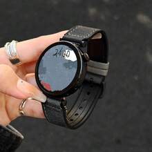 18mm/20mm/22mm Silicone Leather Magnetic Watch Band, Compatible With Samsung Galaxy Watch3/4/5/6, GT4/3, Business Casual Versatile Watch Accessory - Black - View 2