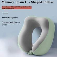 Almohada para el cuello en forma de U para adultos, soporte ergonómico para la siesta en viajes y oficina, comodidad media y suave para protección del cuello, almohada para el cuello RT6T - Negro - Ver 10