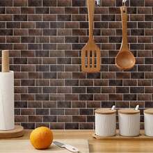 Bộ 6 tấm giấy dán tường họa tiết gạch phong cách Bắc Âu, tự dính, không để lại cặn/chống dầu và nước, chất liệu pha lê độ sáng cao, lớp màng bảo vệ phủ sẵn, thích hợp trang trí phòng, ốp tường bếp, tường phòng tắm, tường điểm nhấn phòng khách, ban công, nhà nghỉ, không gian thương mại, phòng ngủ, phòng tắm, nhà bếp. - Hình dán tường họa tiết gạch - Xem 1