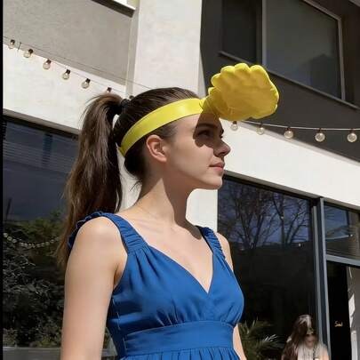 1pc Foldable Flat Top Sun Hat, Plastic One-Piece Construction, Compact Palm-Sized Design, Unisex For Sun Protection, Suitable As Father's Day, Mother's Day, Travel Gift, Creative Palm-Shaped Sun Visor, Funny Hand-Shaped Headband Sun Hat For Summer Outdoor UV Protection