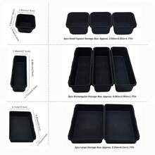 8-Piece InterlocFKing Drawer Organizer Trays, Black Plastic Modular Storage Bins For Kitchen, Bathroom, Office & Desk Drawers - Black - View 5