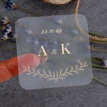 50pcs Customized Gold Foil Stickers, Square Wedding Stickers, Wedding Party Gift Stickers Labels, Customized Favor Thank You Labels - Multicolor 1 - View 20