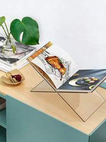 Transparent Acrylic Display Rack, Serving Tray, Cake Display Rack, Easel-Style Art Display Rack, Round Plate Display Rack, Display Rack, Souvenir Display Rack, Art Display Rack, X-Shaped Ceramic Plate Display Rack, Vinyl Record Art Frame, Cookbook Display Rack - Clear - View 3