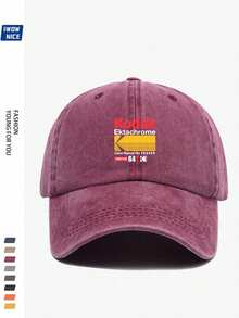 1pc Vintage Korean Style BLACK Film Print Adjustable Casual Baseball Cap, Unisex Retro Trucker Hat, Soft Peak, All Season, Suitable For Leisure, Hiking, Photography, Birthdays, Parties, Holiday & Valentine's Day Gifts - A - 查看 8