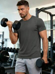 Cavva Men's UPF 50+ Sun Protection Short Sleeve T-Shirt Quick Dry Breathable Rash Vest Tee For Outdoor - 深灰色 - 查看 3