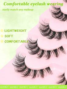7 Pairs D Curl False Lashes ,Soft 3D Fluffy Fake False Eyelashes Volume Natural Look Fake Lashes Cat Eye Lashes Russian Large Curly Faux Mink False Lashes - Black - View 3