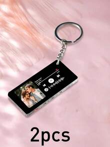 定制音乐播放器钥匙扣，个性化照片/歌曲钥匙扣牌匾，定制亚克力钥匙扣（可印照片/文字/歌曲），DIY钥匙扣，包包装饰，钱包挂件，男女通用钥匙扣，生日礼物，结婚礼物，周年纪念礼物，适合男士、女士、伴娘、朋友、学生用品 - 風格A - 查看 9
