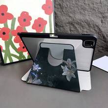 1 pieza Funda para tableta con flor de lirio giratoria 360°, con función de activación/suspensión automática, soporte plegable de tres pliegues, ranura para bolígrafo, compatible con iPad, Galaxy Tab y Pad, tableta, Pad - Multicolor - Ver 6