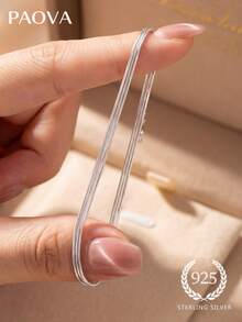 1 chiếc vòng tay bạc 925 Sterling 3 lớp hình xương rắn, thanh lịch và sang trọng, tối giản và thời trang, lý tưởng cho các buổi hẹn hò của phụ nữ, quà tặng tốt nghiệp hoặc đeo hàng ngày. - phong cách 1 - Xem 3