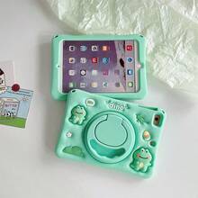 Casing Pelindung Dinosaurus Kecil Lucu Kartun, Kompatibel dengan iPad Generasi ke-7/8/9 10.2/10/11 Inci, Casing Pelindung Silikon dengan Stand Putar 360°, Casing Pelindung Tablet Lucu yang Dapat Ditekan, Unisex - MultiWarna - View 4