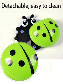 1pc Toothbrush Holder,Ladybug Design Toothbrush Holder,Wall-Mounted Toothbrush Storage Rack,Suction Cup Bathroom Storage Box,Multifunctional Toothpaste Toothbrush Holder,Wall Mounted Makeup Brush Comb Storage Rack,Free Punching Bathroom Hanging Toothbrush Holder,Pen Holder,Fork/Spoon/Chopstick Holder - Multicolor - View 8