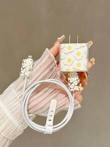 Juego de protectores de cable de carga con diseño de cáscara de huevo de dibujos animados, compatible con iPhone 17 16 15 14 13 12 11 Pro Max, compatible con cargador Apple 20w/18w, anti-doblado, anti-desgaste, regalo para novio/novia, huevo de Pascua primaveral - Multicolor - Ver 2