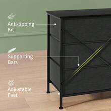Cómoda moderna con soporte para TV LED y 8 cajones de tela - Armario de almacenamiento con estructura de acero - Compatible con televisores de 65 a 75 pulgadas - Organizador para dormitorio y sala de estar - Gris oscuro - Ver 7