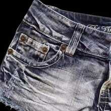 Patriotic Blue Or Black Denim Shorts With USA Flag Print, Contrast Color Panels, Low-Rise Fit, And A Slimming Sexy Silhouette – Perfect For Resort Vacations, Prom Nights & Daily Wear, Exuding Effortless Casual Elegance Summer Outfits Mini Shorts - 藍色 - 查看 6
