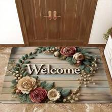 Thảm chùi chân cửa ra vào 1 mảnh, có họa tiết chào mừng, chất liệu polyester chống trơn trượt. - (3) - Xem 11