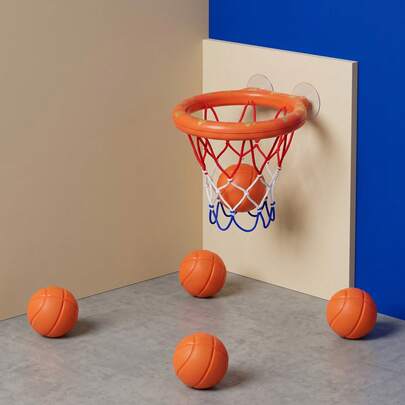 18+ Months Kids Bath Basketball Hoop Toy Set - Bathtub Basketball Game With Mini Ball And Hanging Hoop, Fun Educational Interactive Bath Toy, Recommended Birthday Gift, High-Quality Bathroom Playset